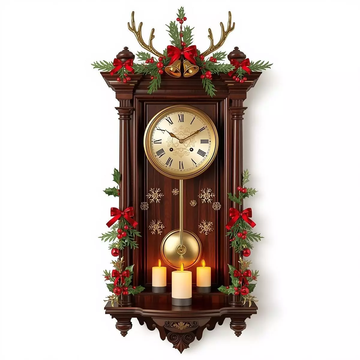 Vintage Christmas Clock 3D Model Ornate Wall Decor 3D model_0