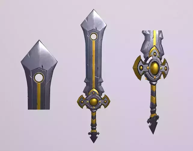 Golden Sword 3D low poly model