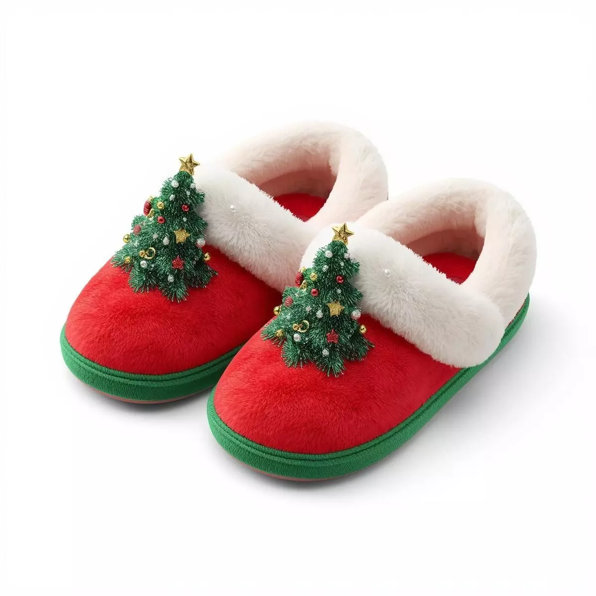 Christmas Tree Slippers 3D Model Cozy Holiday Footwear Low-poly 3D model_0