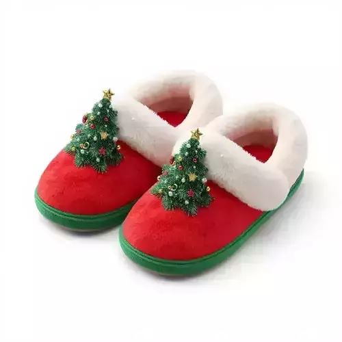 Christmas Tree Slippers 3D Model Cozy Holiday Footwear Low-poly 3D model Christmas Tree Slippers 3D Model Cozy Holiday Footwear Low-poly 3D model