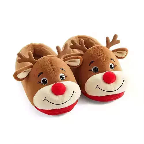 Christmas Reindeer Slippers 3D Model Cozy Holiday Footwear Low-poly 3D model