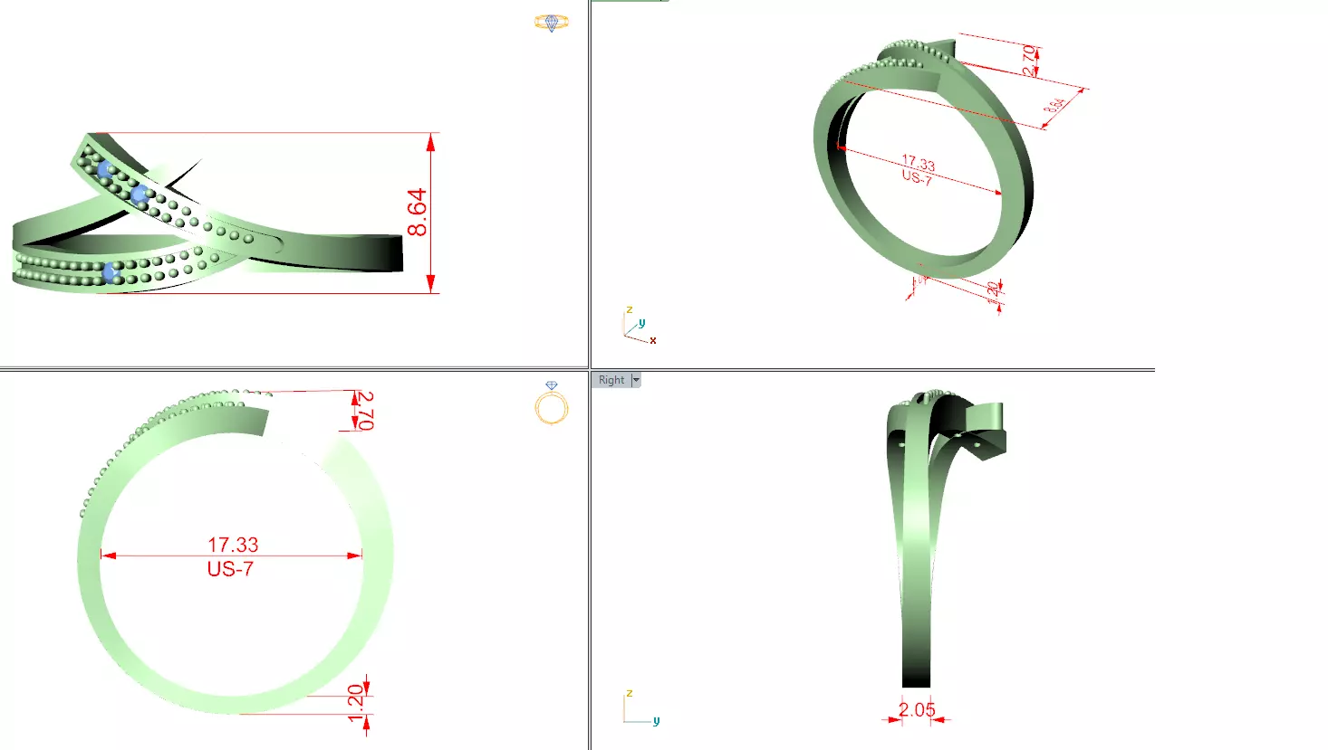 Diamond Ring 3dm stl renders animation videos details  3D print model_15