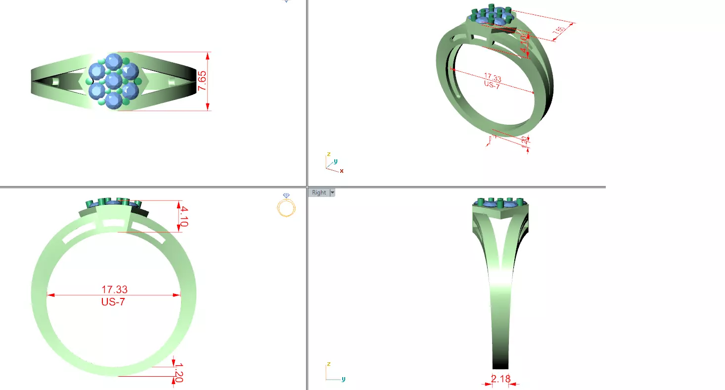 Diamond Ring 3dm stl renders animation videos details 3D print model_15