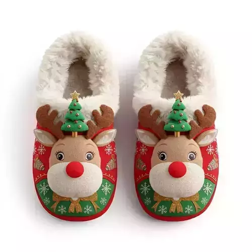 Ultimate Christmas Slippers 3D Model Festive Fusion Footwear Low-poly 3D model