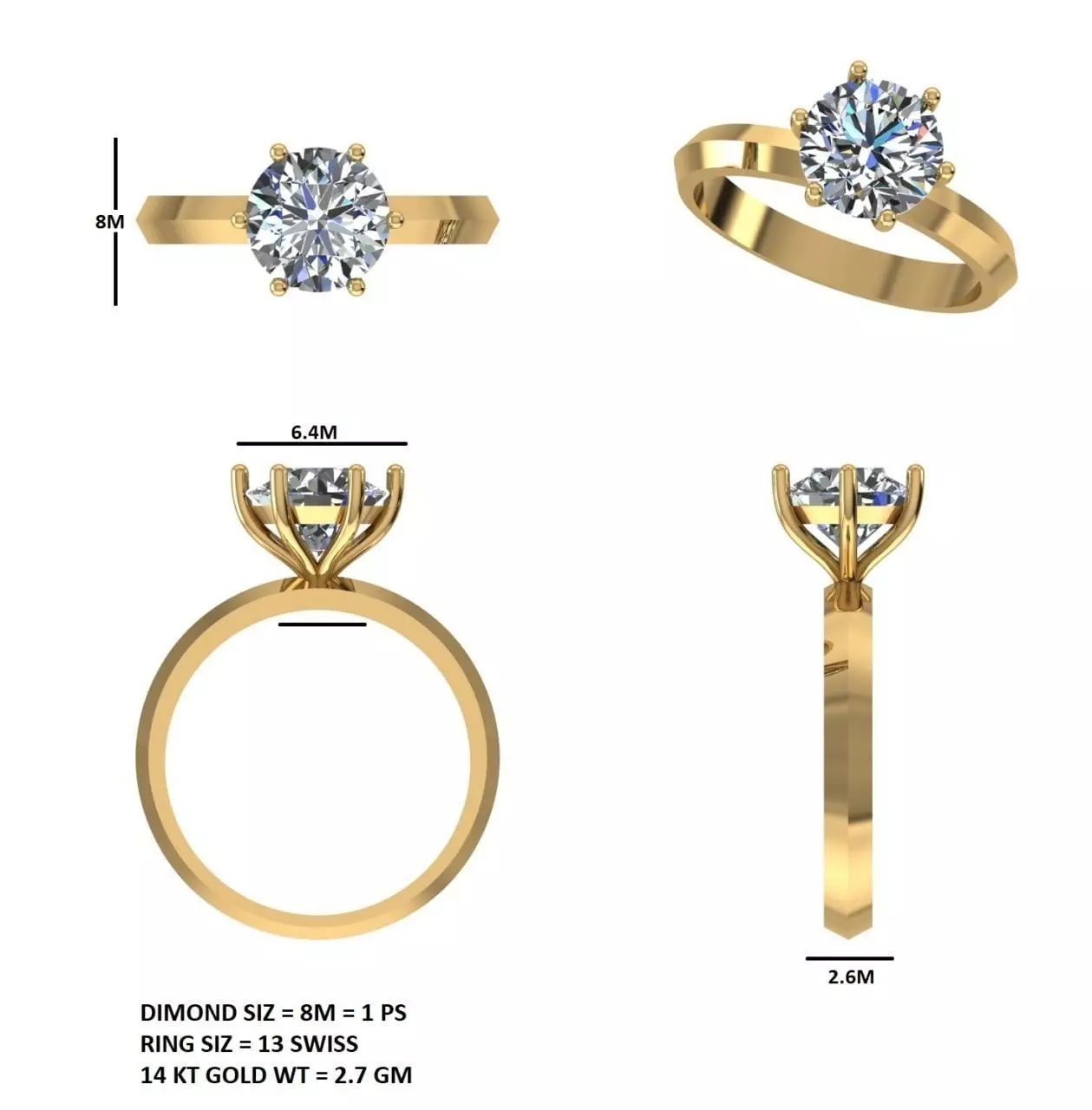 Solitaire Ring 3dm stl renders animation videos details 3D print model_15