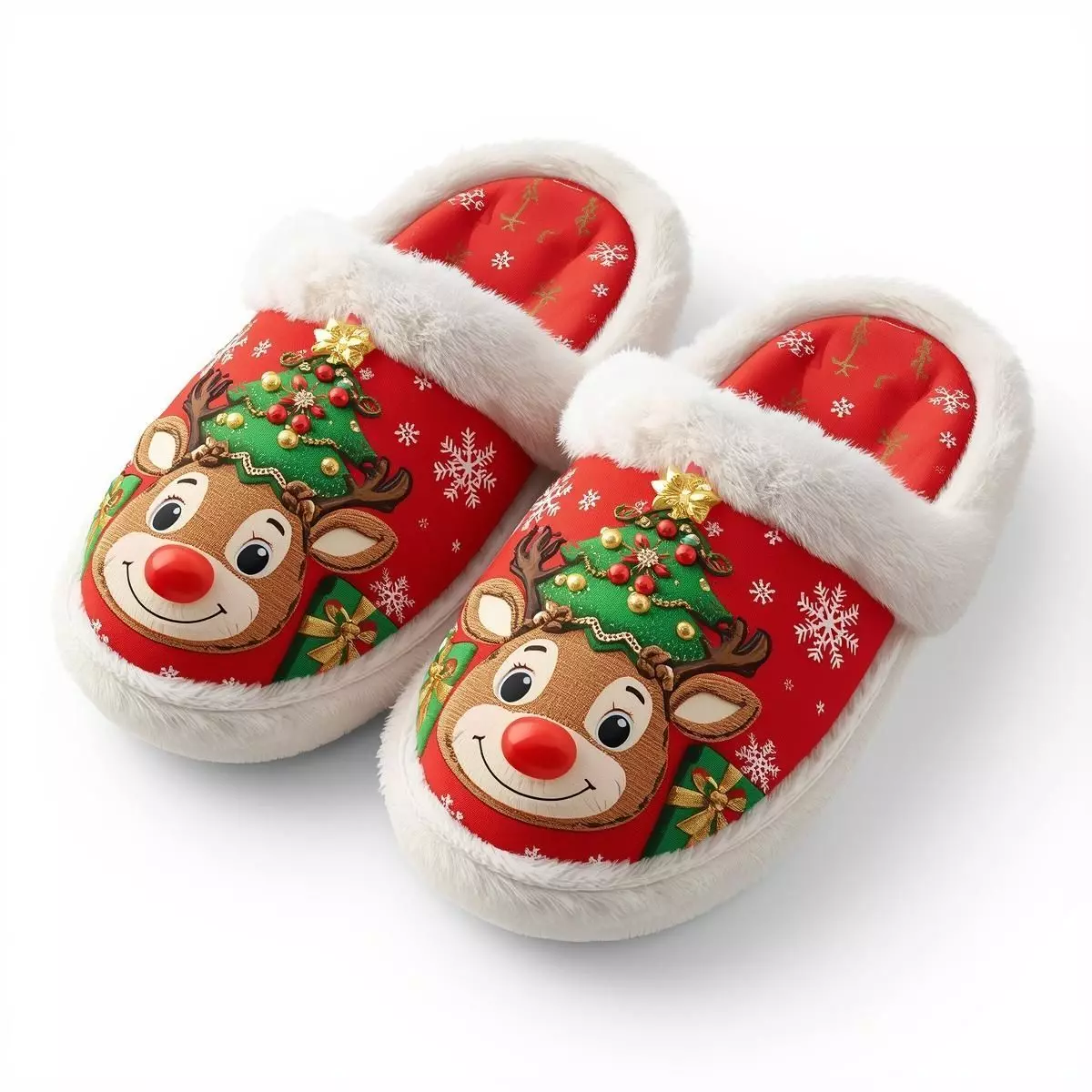 Festive Holiday Slippers 3D Model Cozy Christmas Footwear Low-poly 3D model_0