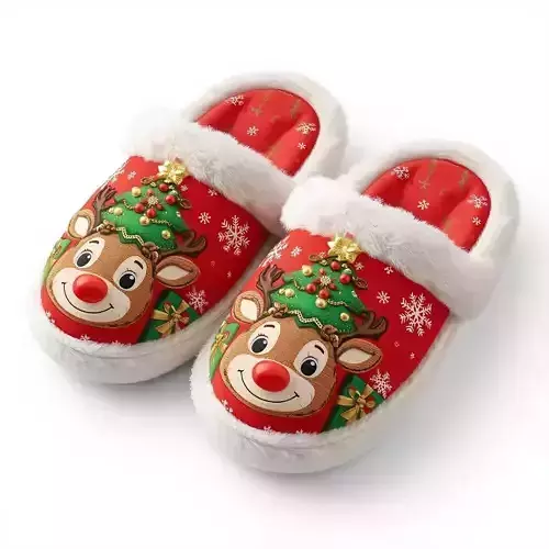 Festive Holiday Slippers 3D Model Cozy Christmas Footwear Low-poly 3D model