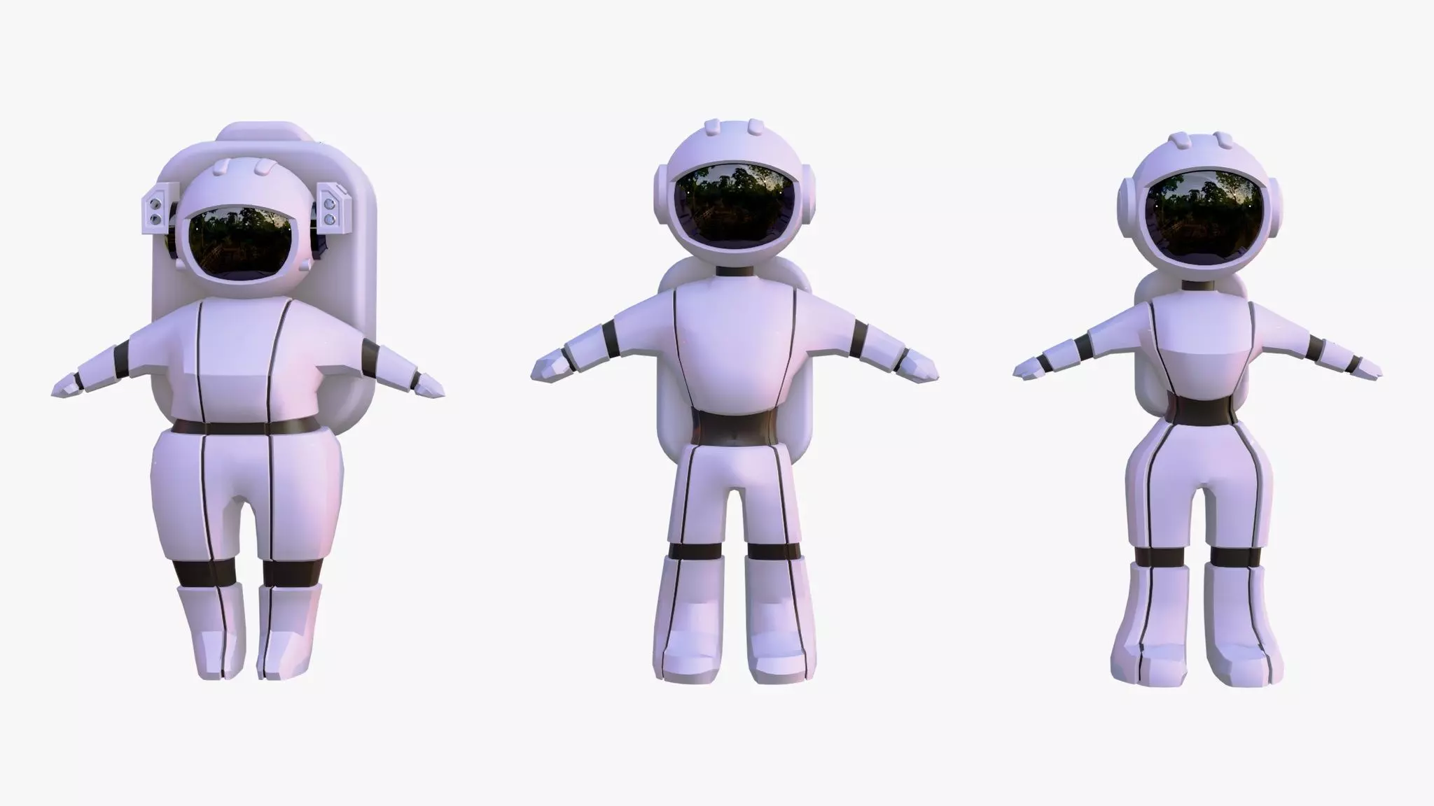 Stylized Space Astronaut Character Set M1 3D model_1