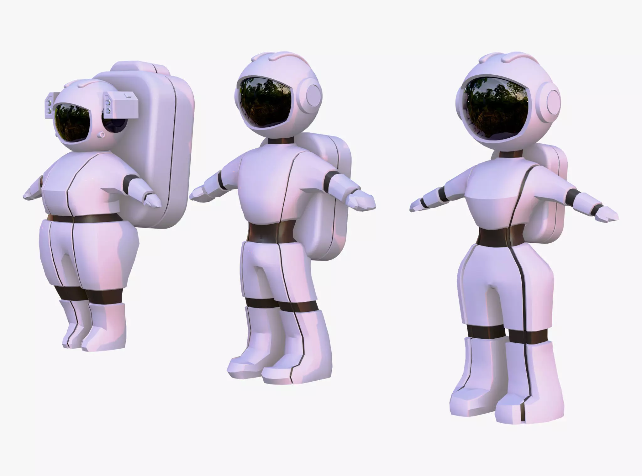 Stylized Space Astronaut Character Set M1 3D model_0
