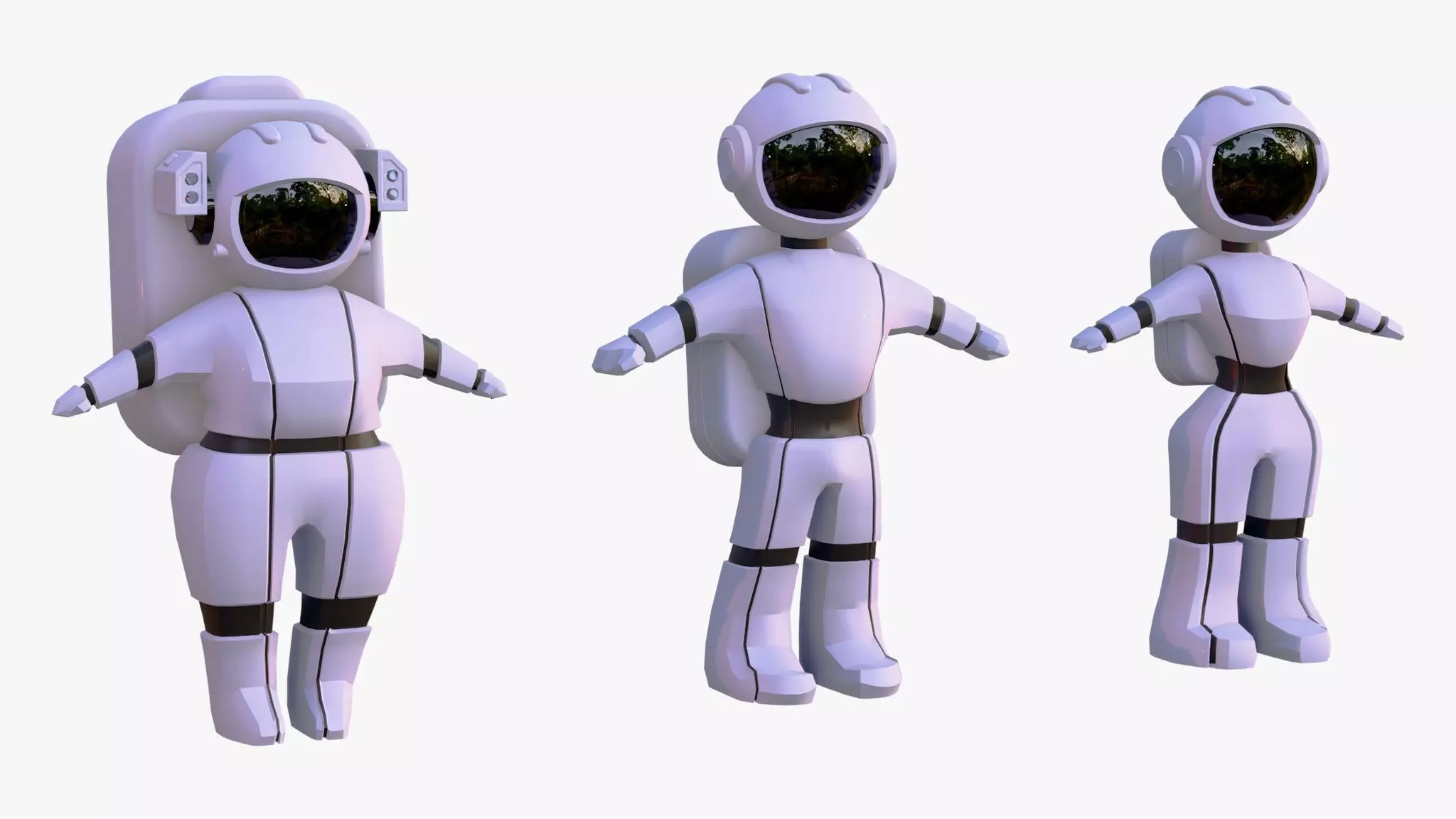 Stylized Space Astronaut Character Set M1 3D model_2