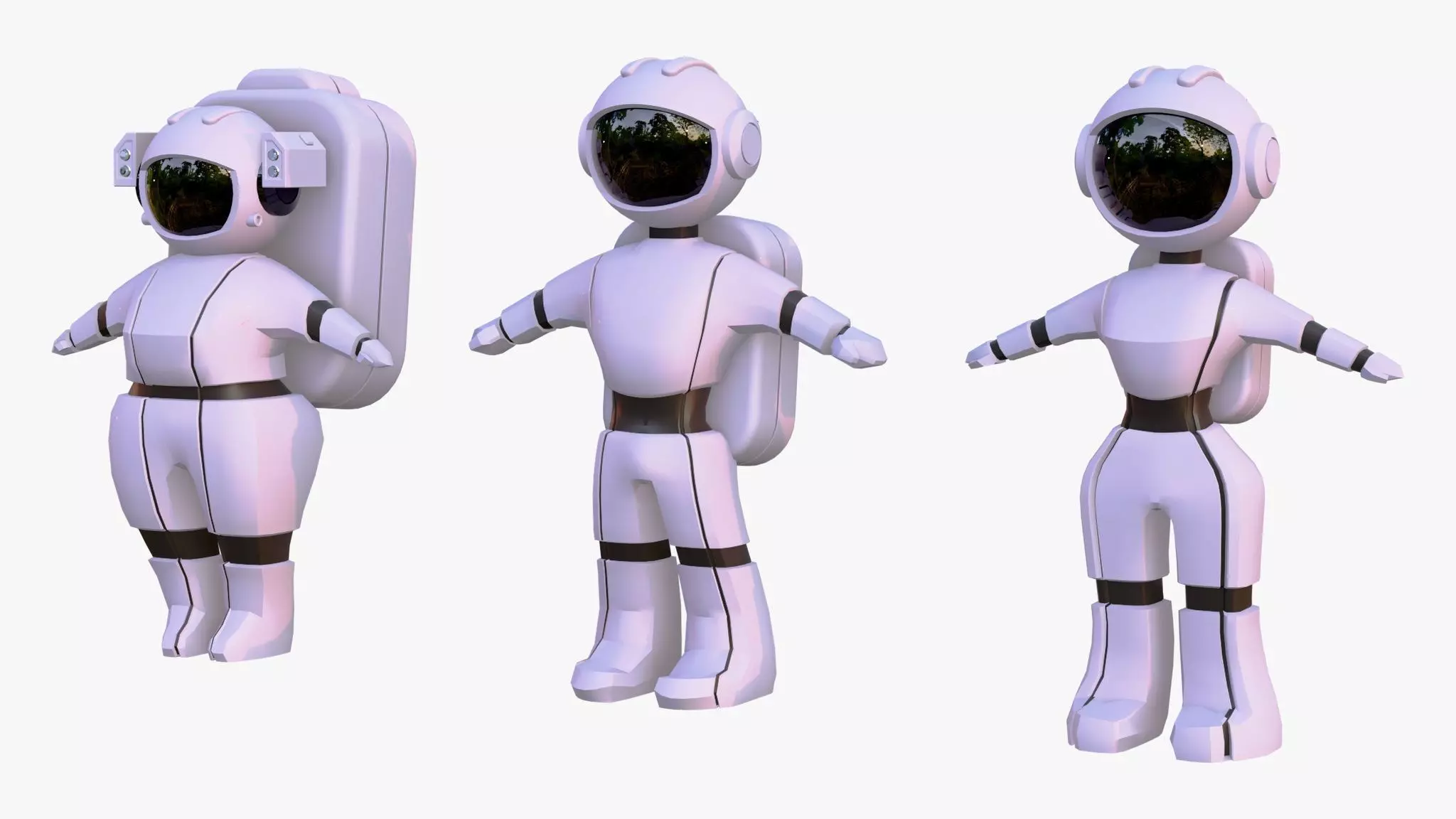 Stylized Space Astronaut Character Set M1 3D model_5