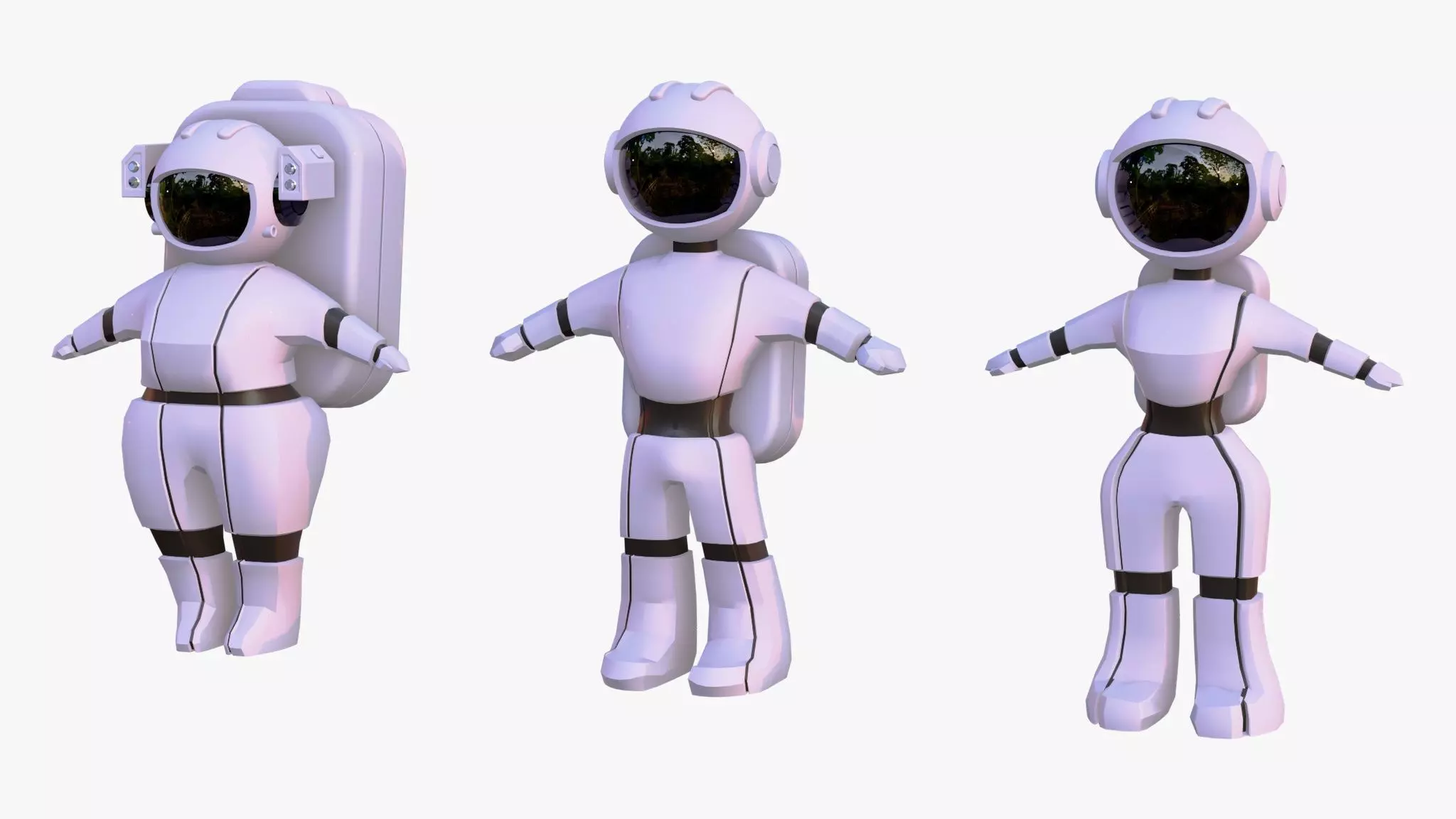 Stylized Space Astronaut Character Set M1 3D model_4