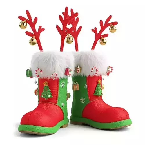 Christmas Festival Boots 3D Model Holiday Extravaganza Low-poly 3D model