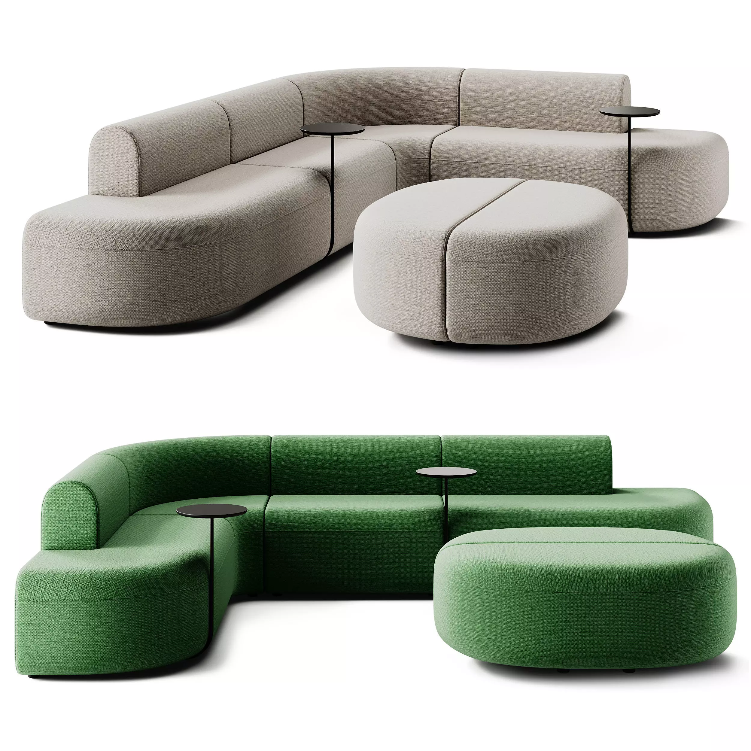 MDD Artico Sectional Sofa with Table Set 3D model_0