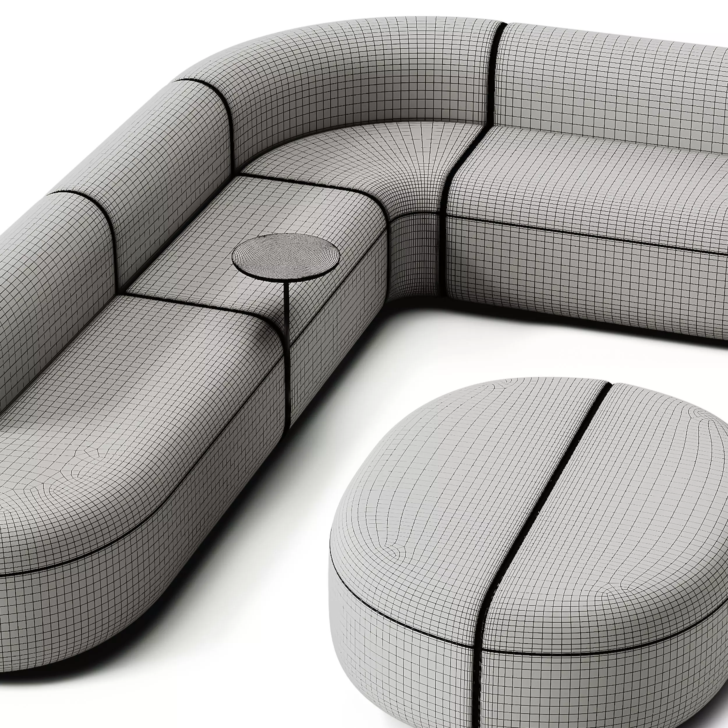 MDD Artico Sectional Sofa with Table Set 3D model_9