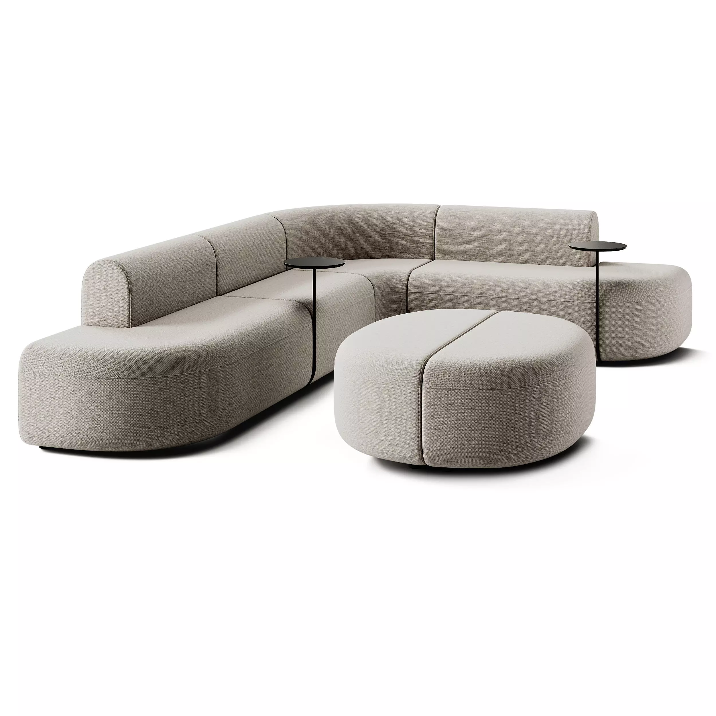 MDD Artico Sectional Sofa with Table Set 3D model_2