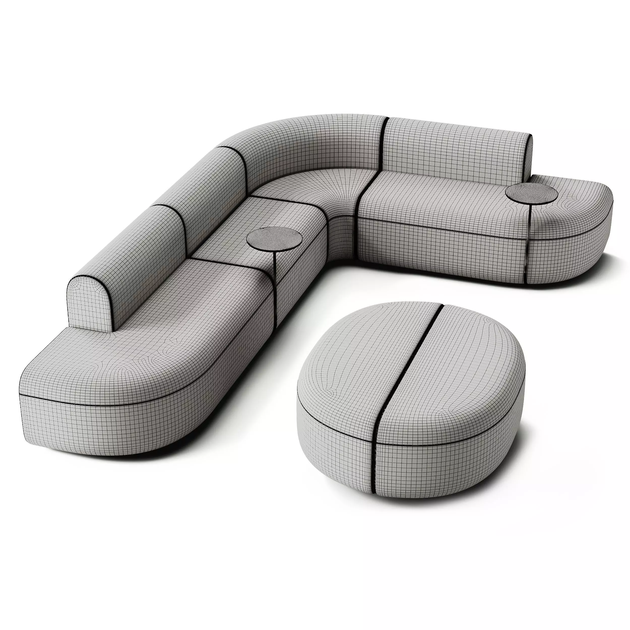 MDD Artico Sectional Sofa with Table Set 3D model_7