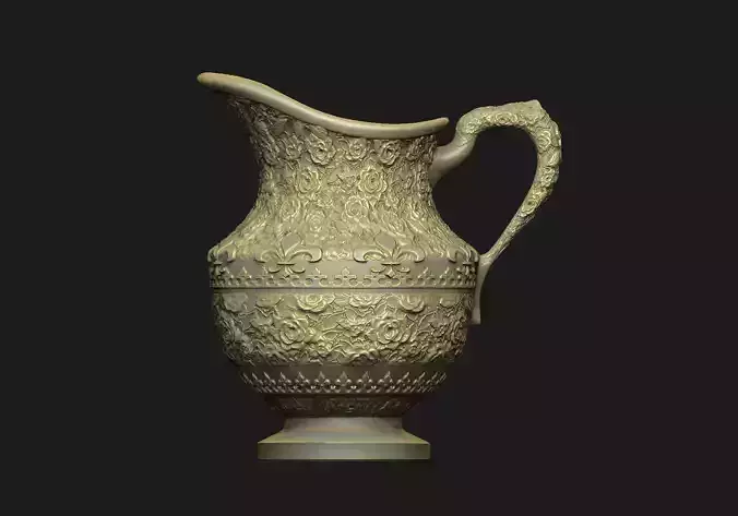 vase pot vessel urn art retro roman clay floral cnc relief