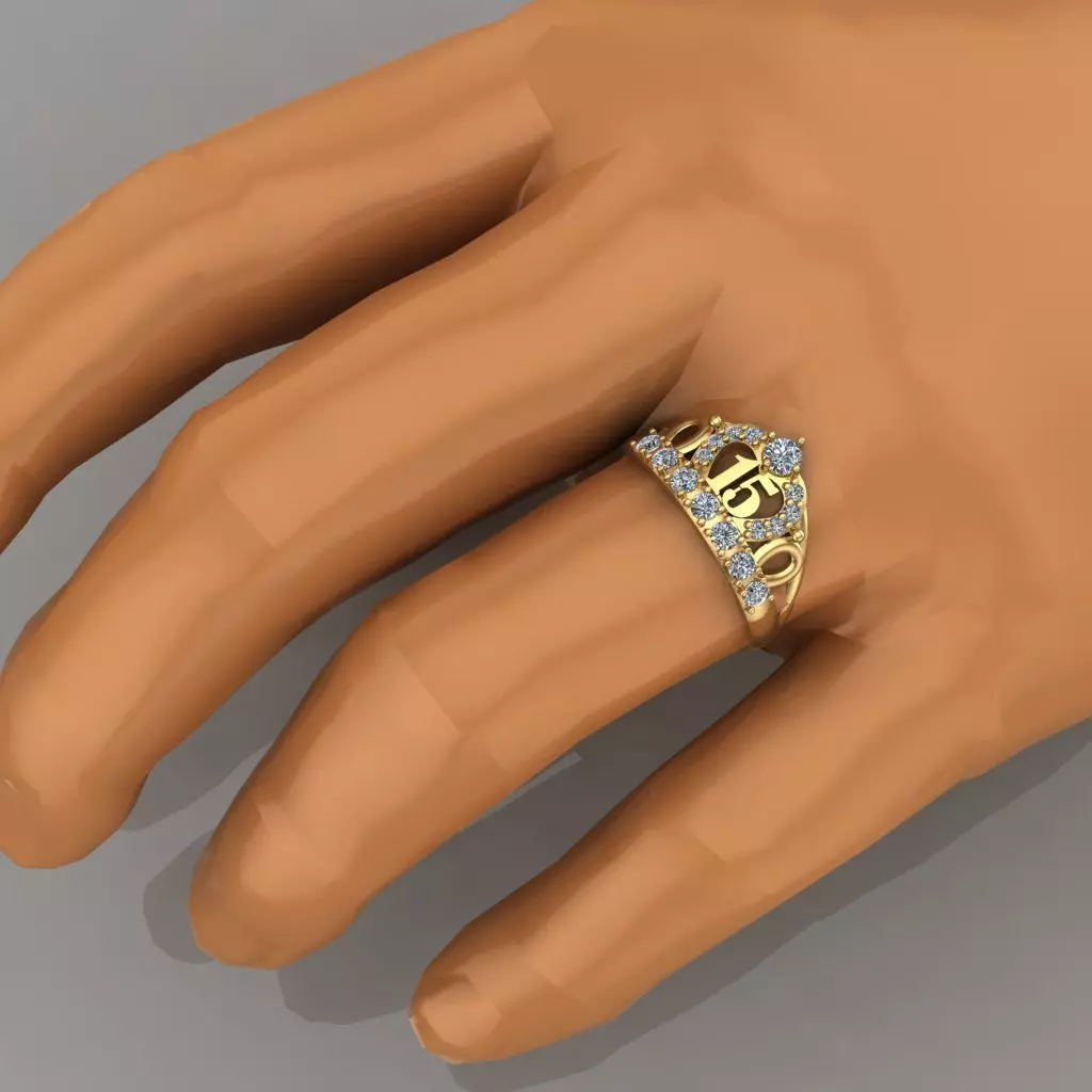 Anillo Corona 15 3D Print Model 15 Ring 3D Print Model 3D print model_20
