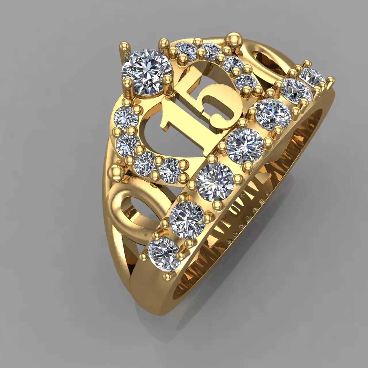 Anillo Corona 15 3D Print Model 15 Ring 3D Print Model 3D print model_13