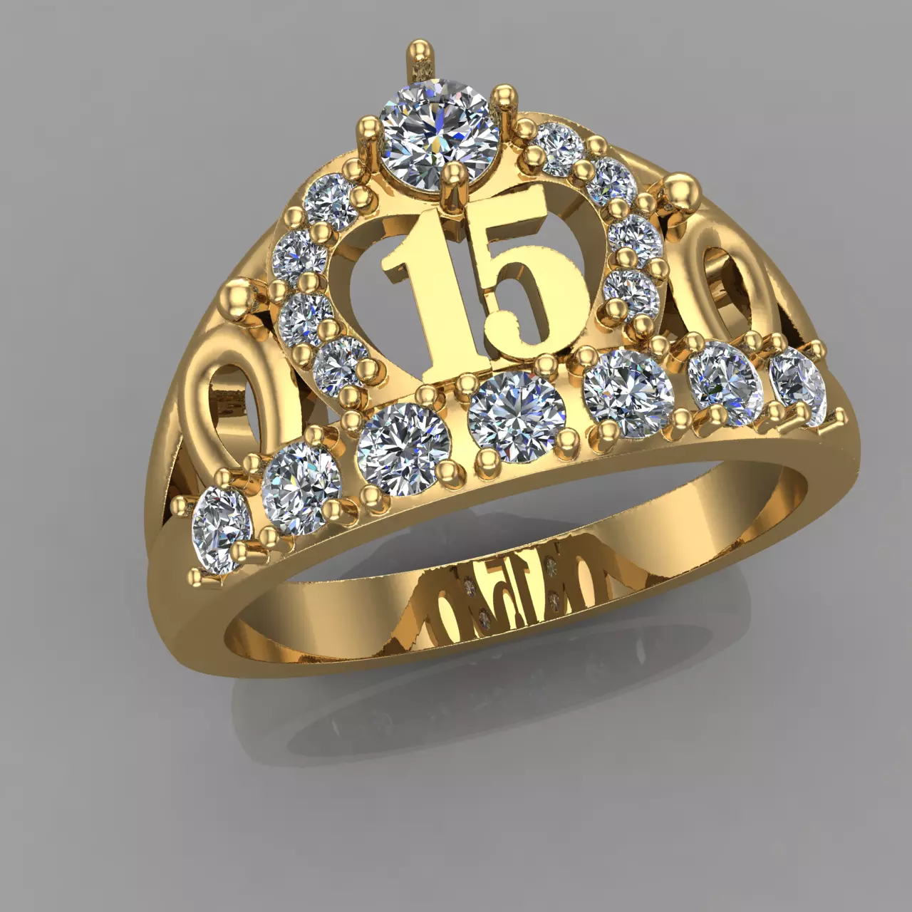 Anillo Corona 15 3D Print Model 15 Ring 3D Print Model 3D print model_2