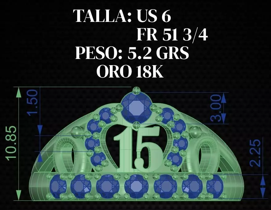 Anillo Corona 15 3D Print Model 15 Ring 3D Print Model 3D print model_22