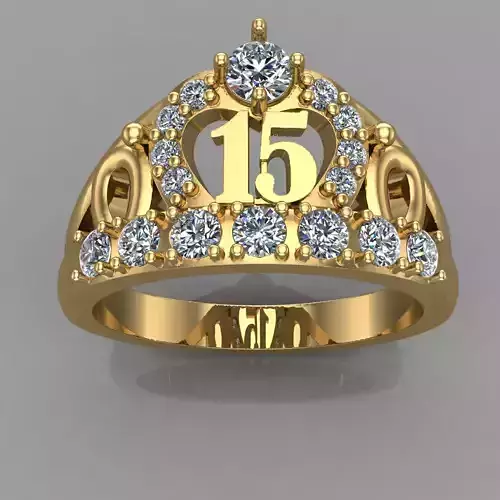 Anillo Corona 15 3D Print Model  15 Ring 3D Print Model