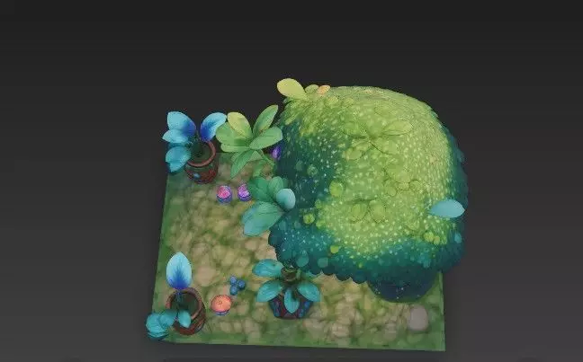 Fantasy Magical Garden - with Glowing Plants -Crystals 3D model_9