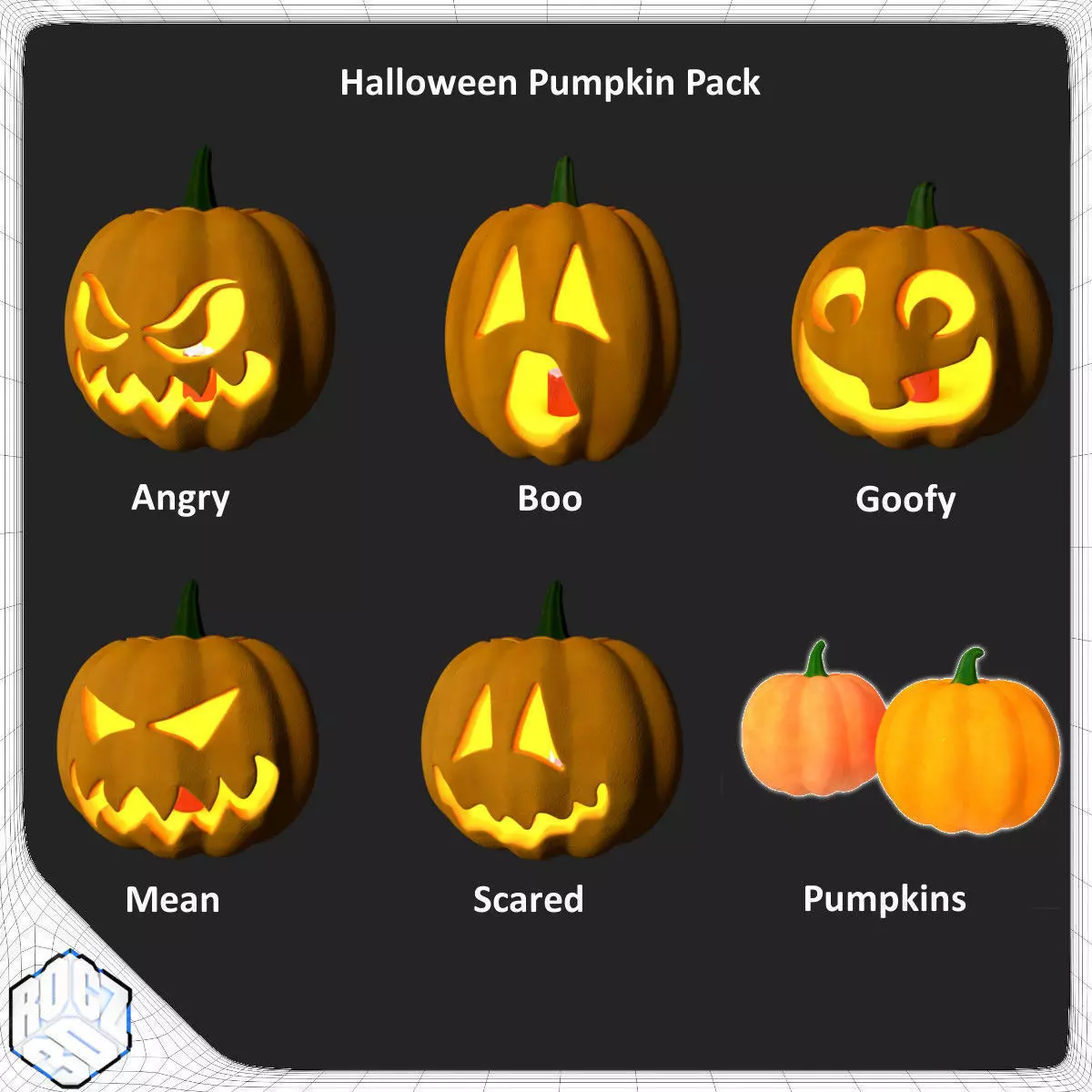 Halloween Pumpkin Pack 3D model_0