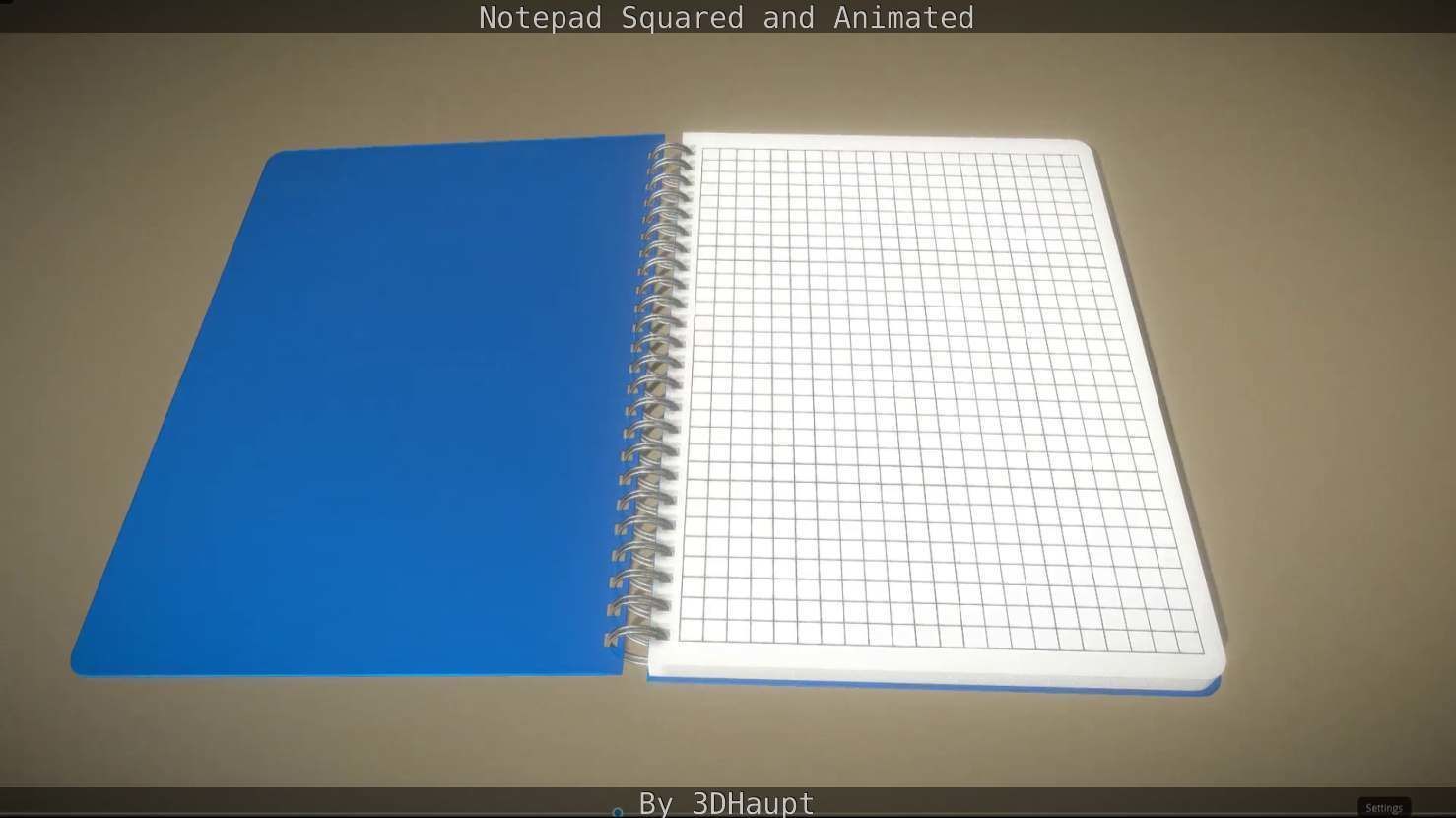 Notepad squared animated 3D model_93