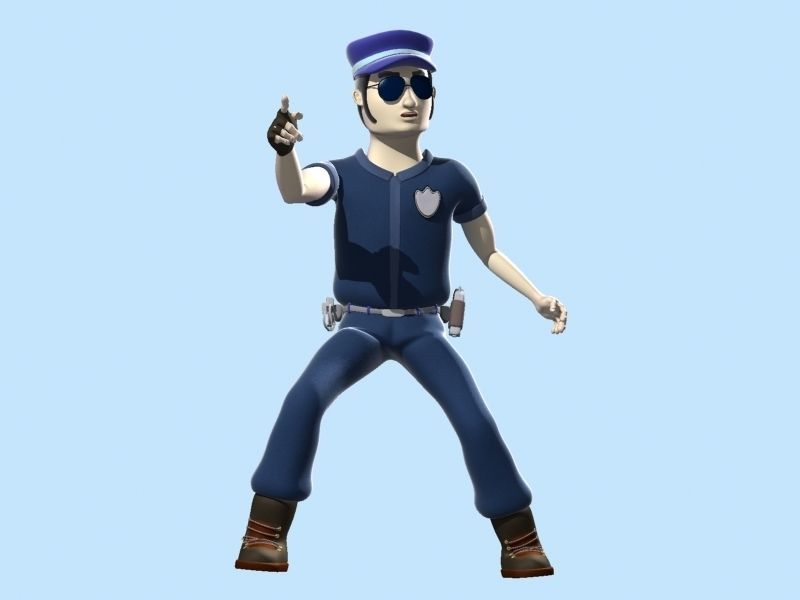 Cartoon Policeman 3D model_3