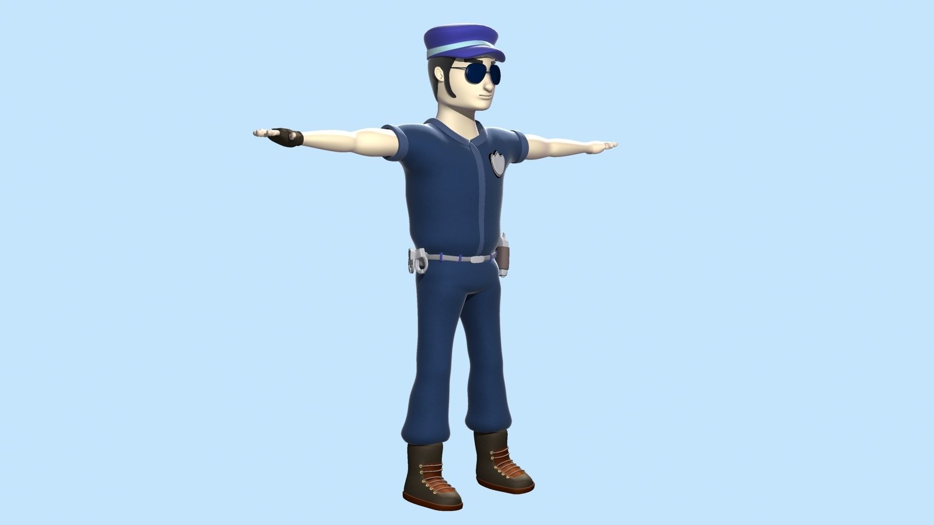 Cartoon Policeman 3D model_5