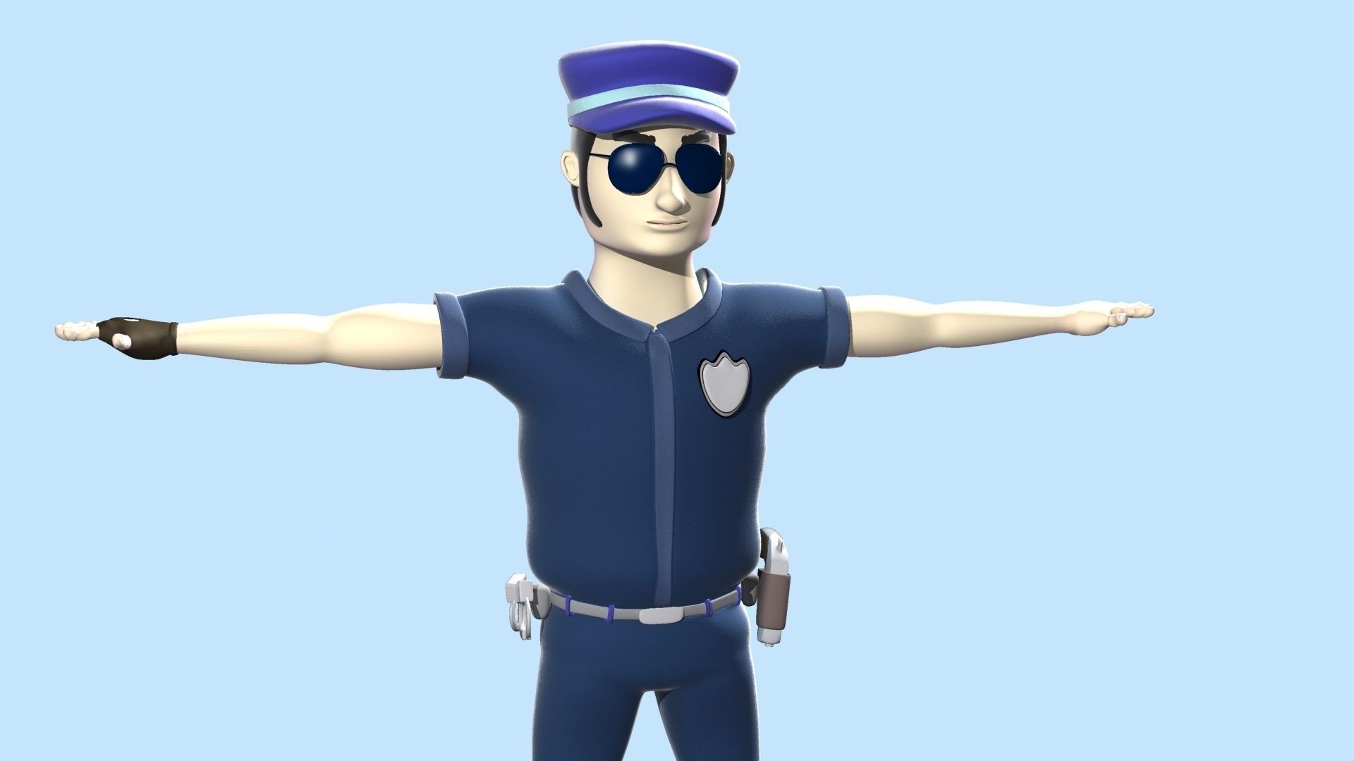 Cartoon Policeman 3D model_4