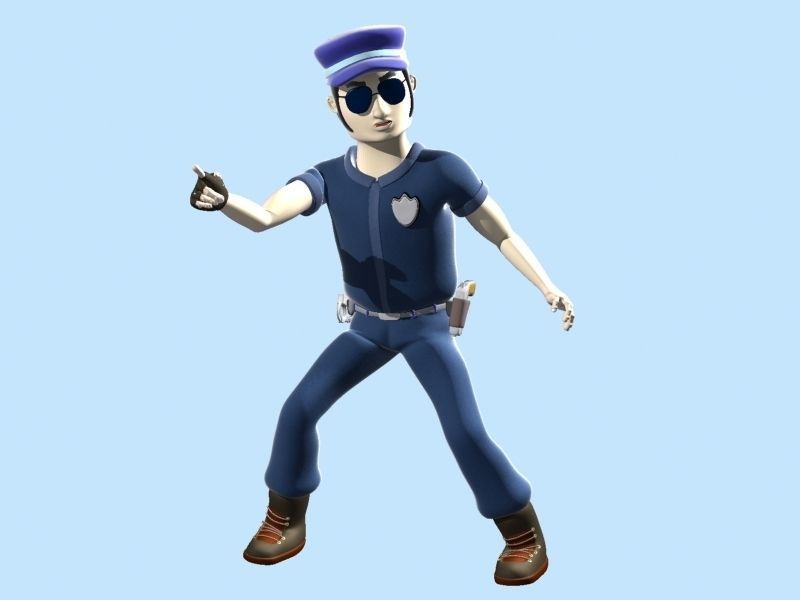 Cartoon Policeman 3D model_2