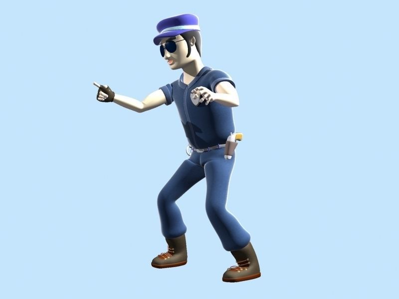 Cartoon Policeman 3D model_1
