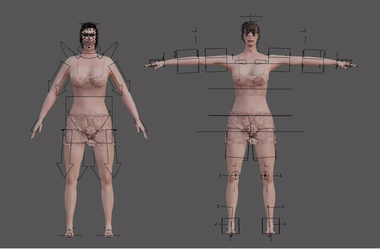 High Quality Female Character Model Two Rigged Versions Low-poly 3D model_5