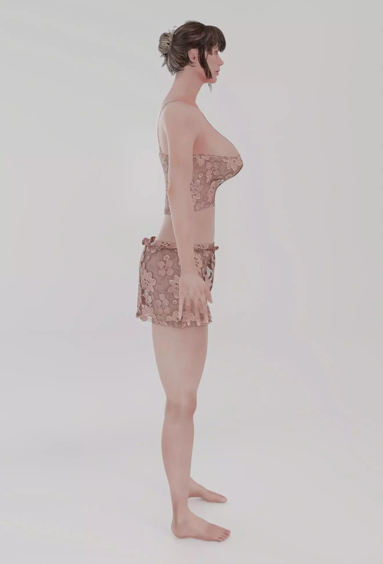 High Quality Female Character Model Two Rigged Versions Low-poly 3D model_6