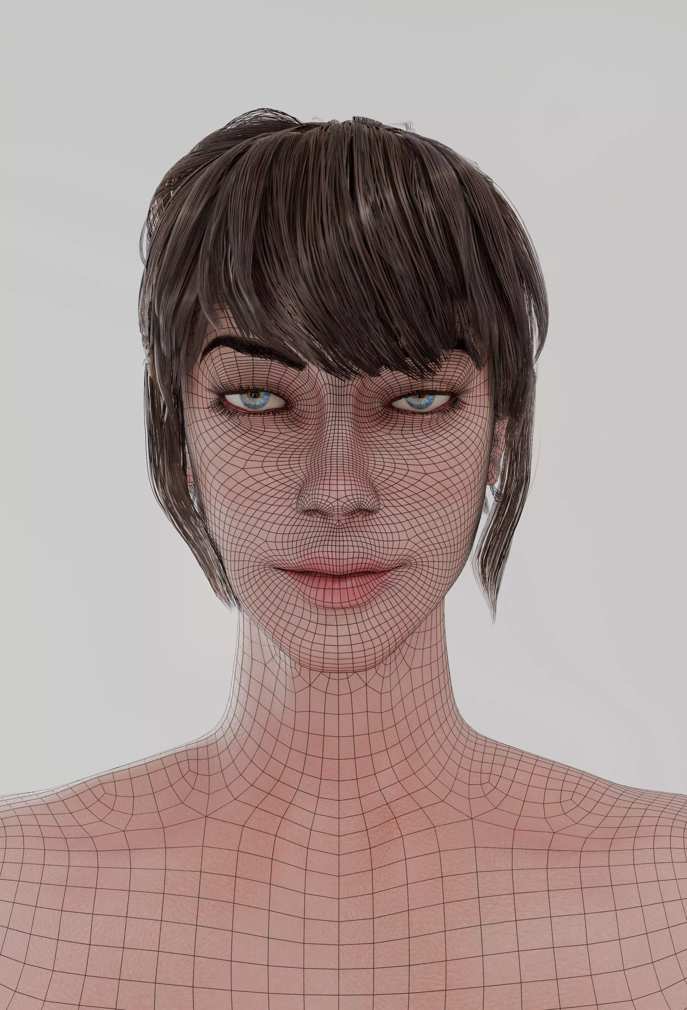 High Quality Female Character Model Two Rigged Versions Low-poly 3D model_1