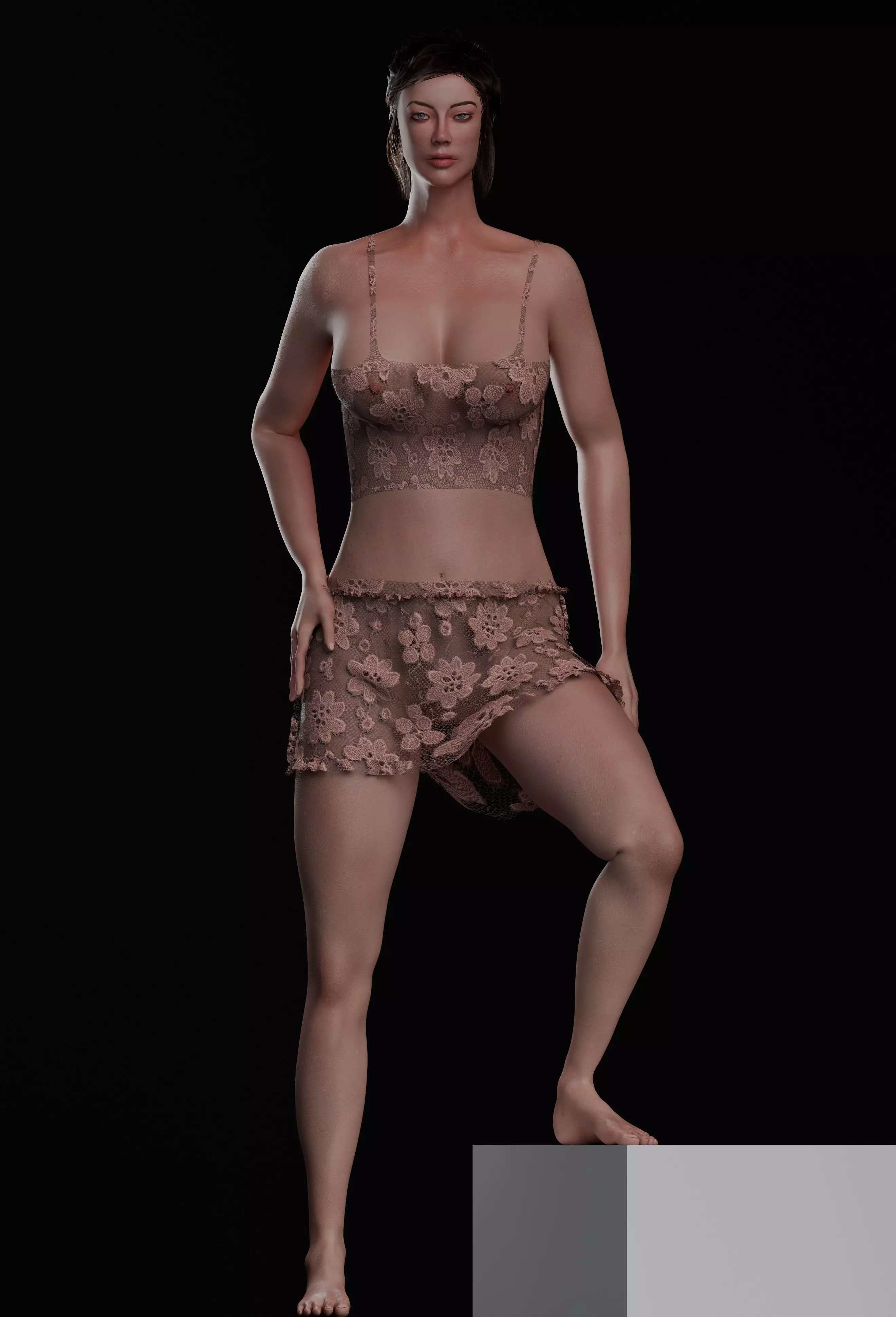 High Quality Female Character Model Two Rigged Versions Low-poly 3D model_8