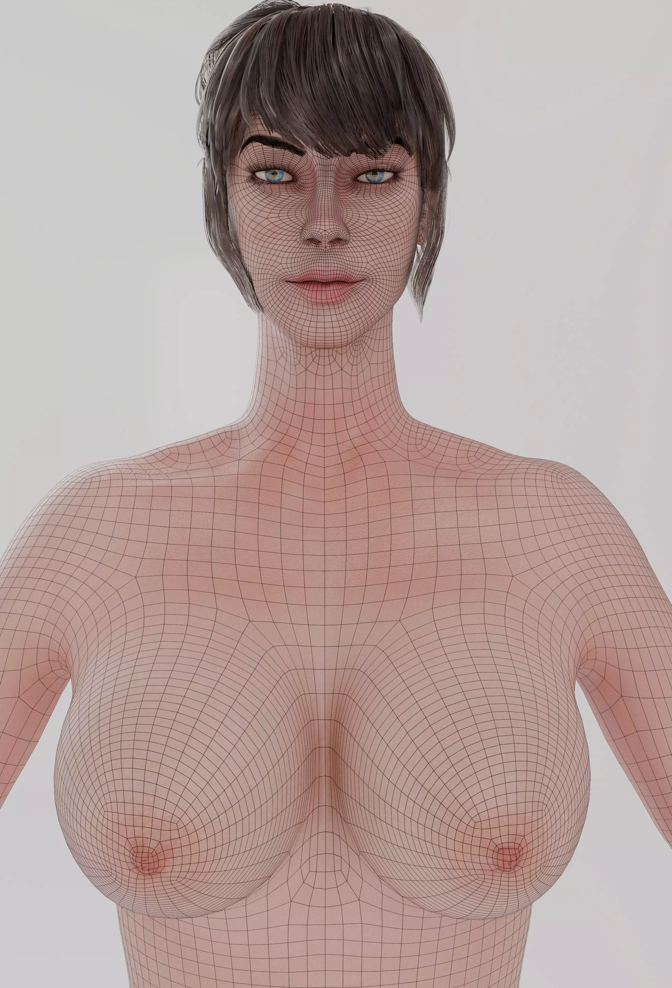 High Quality Female Character Model Two Rigged Versions Low-poly 3D model_12