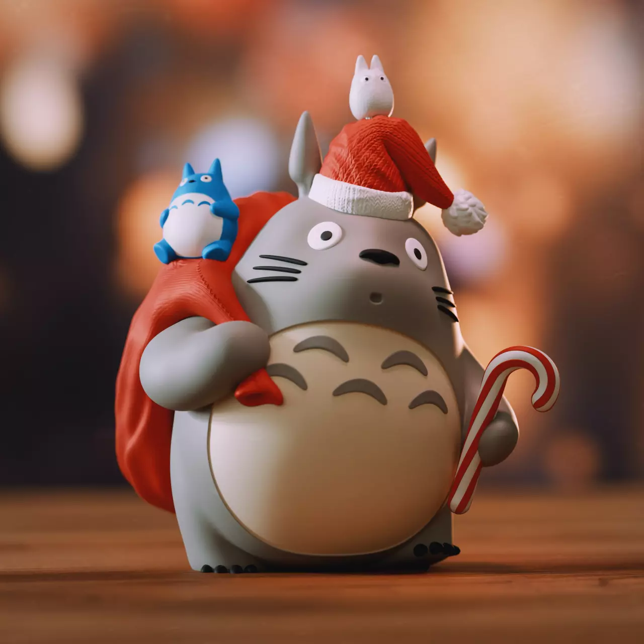 Cute Christmas Totoro miniature 3D print model