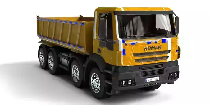 Yellow Rigged Dump Truck