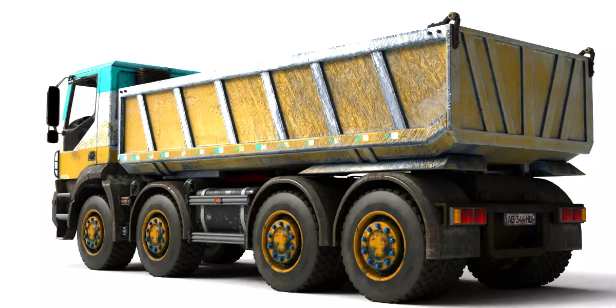 Rigged Dump Truck 3-Pack Construction Vehicles Bundle 3D model_27