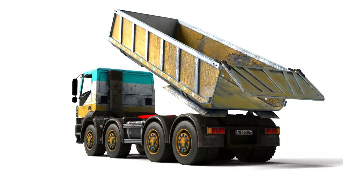 Rigged Dump Truck 3-Pack Construction Vehicles Bundle 3D model_26