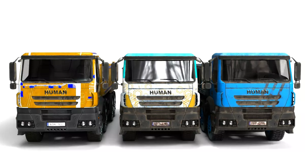 Rigged Dump Truck 3-Pack Construction Vehicles Bundle 3D model_2