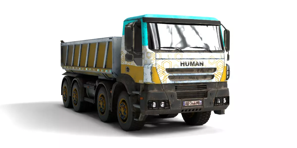 Rigged Dump Truck 3-Pack Construction Vehicles Bundle 3D model_20