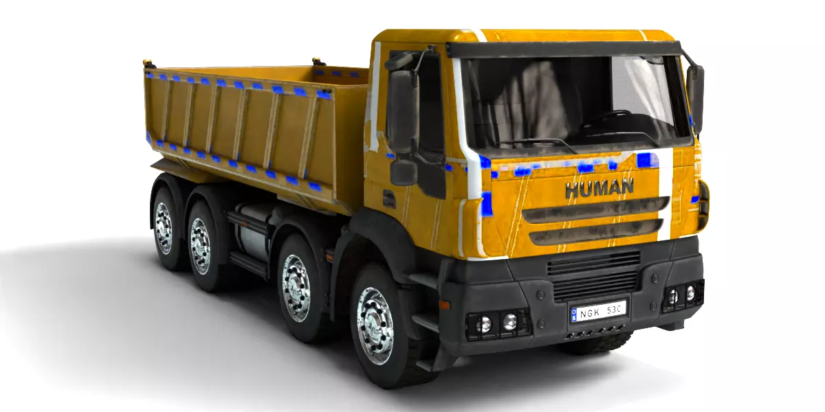 Rigged Dump Truck 3-Pack Construction Vehicles Bundle 3D model_35