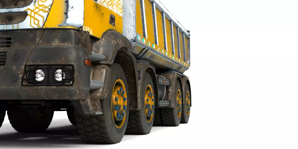 Rigged Dump Truck 3-Pack Construction Vehicles Bundle 3D model_21