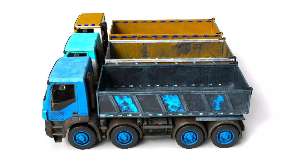 Rigged Dump Truck 3-Pack Construction Vehicles Bundle 3D model_3