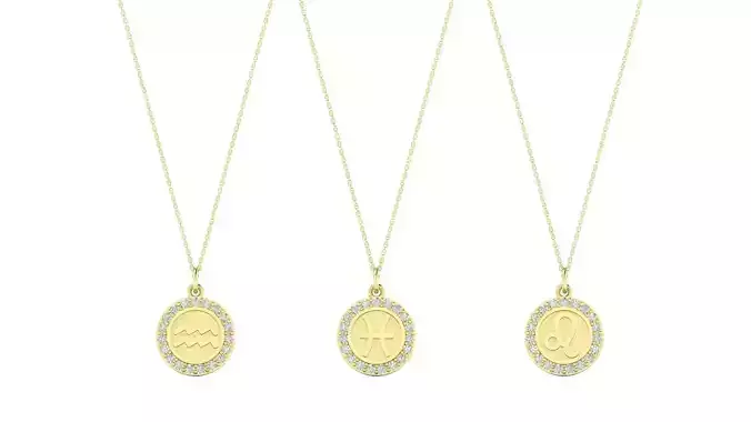 Zodiac Necklace Zodiac Necklace with Stones